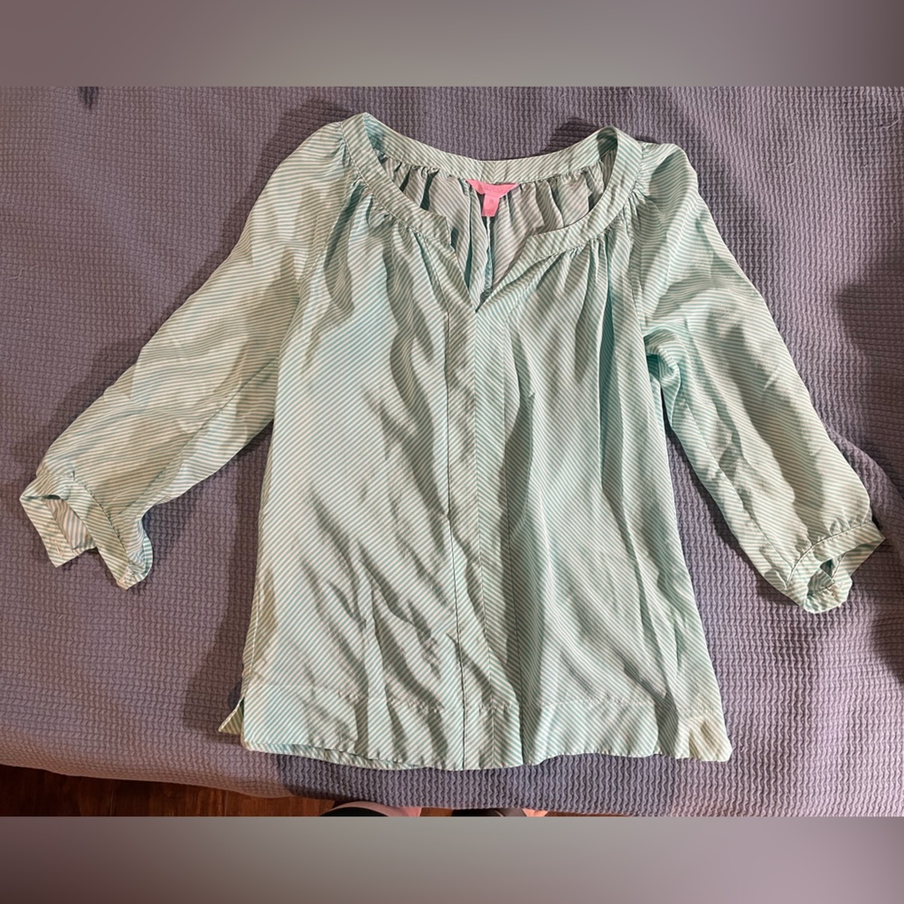 Turquoise and white Lilly Pulitzer top size XS
